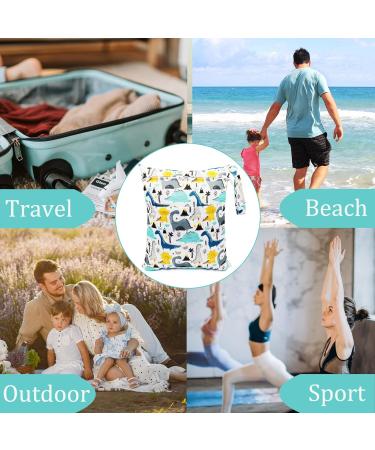 FenFang Blue Dino Wet Dry Bag for Cloth Diapers | Waterproof Reusable Zipper Bag for Daycare Storage - Buy Online on GoSupps.com