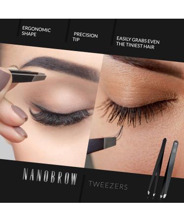 Nanobrow Tweezers - Professional Beveled Stainless Steel Eyebrow Shaping Tweezers | International Shipping Available - Buy Online on GoSupps.com