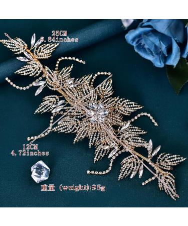ULAPAN Rhinestone Gold Bridal Tiara Headband for Women - Wedding Hairpiece - Buy Online on GoSupps.com