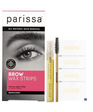 Parissa Eyebrow Biodegradable Wax Strips Kit - 32 Strips for At-Home Hair Removal | Mini Wax Strips for All Hair Types - Pink - Buy Online on GoSupps.com