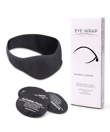 Neoprene Hot Cold Compress Eye Mask - EyeWrap by FaceWrap System - Ice Packs for Swelling Dry Eye Puffy Eyes - Cooling Mask Helps Puffiness Headaches and Migraines 5 Piece Set Black