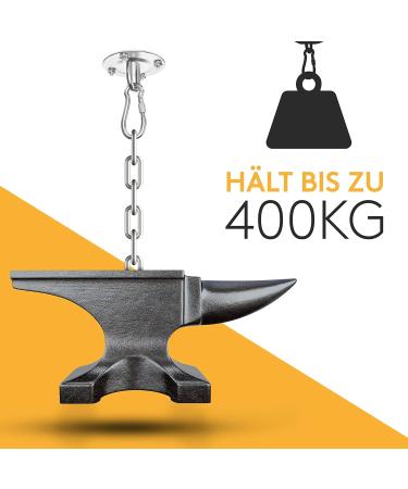 Master Factory Ceiling Hooks for Boxing Bags | 400kg Load Capacity | Bombproof Punching Bag Bracket | Ideal Ceiling Holder with German Instructions | Stainless Steel - Buy Online on GoSupps.com