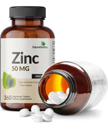 Futurebiotics Zinc 50 MG High Potency 1 Year Supply - Non-GMO 360 Vegetarian Tablets - Buy Online on GoSupps.com