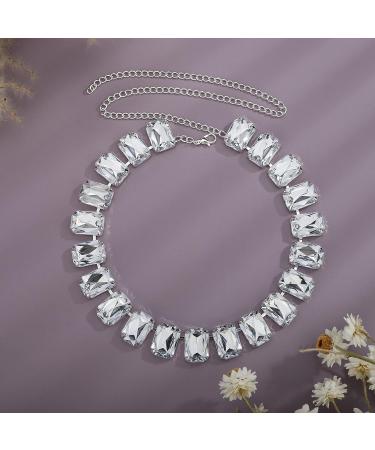 YERTTER Silver Rhinestone Choker Necklace - Adjustable Chunky Chain for Women - Clear Rhinestone Statement Jewelry for Party and Music Bar - Buy Online on GoSupps.com