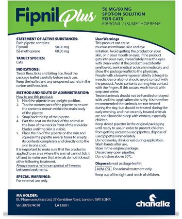 Chanelle Fipnil Plus Cat Flea Spot on 3 treatment - Buy Online on GoSupps.com