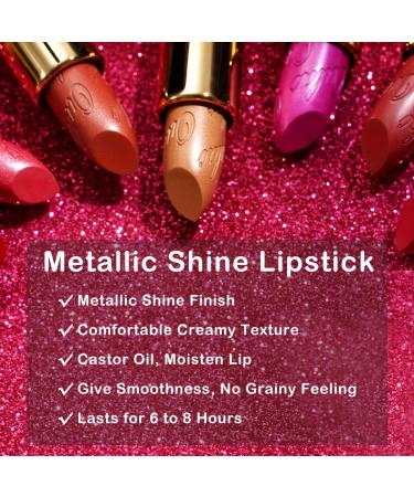 Oulac Metallic Shine Red Lipstick - Cherry Bomb(12) | Vegan & Cruelty-Free | High Impact Lipcolor for Christmas | Full-Coverage, Moisturizing Formula | 4.3g - Buy Online on GoSupps.com