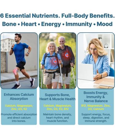 6-in-1 Liposomal Calcium 600 mg Vitamin D3 & K2 Plant Based Vegan Liquid Algae Ca-lcium & Magnesium Zinc D3 5000 IU Supplement + K2 MK7 + Methyl B12 Maximum Absorption for Bone Heart&Immune Health - Buy Online on GoSupps.com