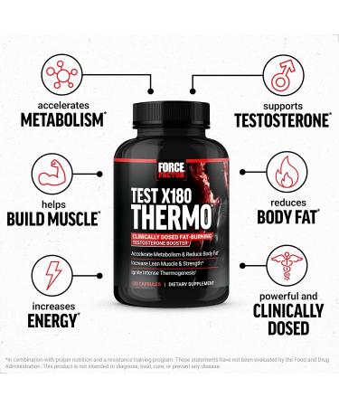 Test X180 Thermo Testosterone Supplement & Fat Burner for Men - Boost Metabolism Build Lean Muscle Reduce Body Fat - 120 Capsules - Buy Online on GoSupps.com