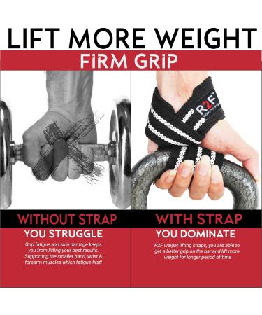 R2F Tensile Aids for Strength Training - 5mm Padded Wrist Protection Weightlifting Straps | Cross-Lifting Powerlifting Gear (Black & White) - Buy Online on GoSupps.com