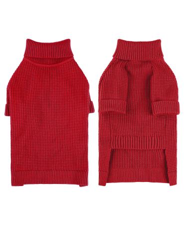Convinit dog sweater Small medium -sized dogs winter warm dog sweater roll collar dog sweater knitting sweater for chihuahua dackel French bulldog etc. red xl XL red red