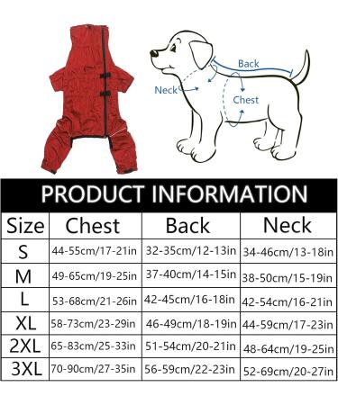 Minezi High Collar Waterproof Dog Coat Set - Red XX Large (51-54cm) with Reflex Strips & Zippers | Perfect for All Dog Types - Buy Online on GoSupps.com