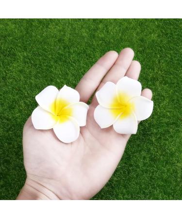 Minkissy 100Pcs 6CM Hawaiian Plumeria Foam Flowers - Artificial Frangipani for DIY Hair Hat Wedding & Beach Party Decor (White) - Buy Online on GoSupps.com