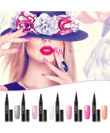 6-Piece Nail Polish Pen Set | One Step UV LED Gel Nail Varnish | Nail Design Tools for Women and Girls | Elegant Light Color | No Base or Top Coat Needed - Buy Online on GoSupps.com