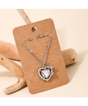 South Kieling Heart-Shaped Korean Crystal Pendant Necklace for Women & Girls - Stylish Collarbone Chain Cute Star Fashionable Party Jewelry in White - Buy Online on GoSupps.com