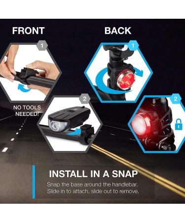 Vont Rechargeable Bike Light Set Easy Tool-Free Installation, 3 Modes, Waterproof Front and Back Illumination for All Bikes - Lightweight and Durable - Buy Online on GoSupps.com