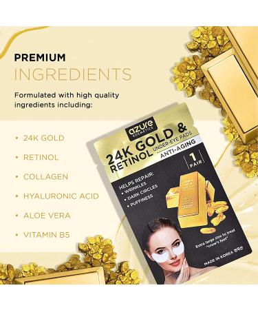 Azure Kosmetics 24K Gold & Retinol Under-Eye Pads - Anti-Aging (5 Pairs) - Buy Online on GoSupps.com