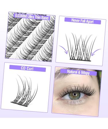 Natural Cluster Lashes CC Curl 168 Pcs Wispy Lash Extensions 9-11MM Mixed Lengths Eyelash Extension Individuals Self Application DIY at Home by Mavphne - Buy Online on GoSupps.com