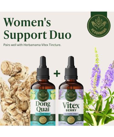 HERBAMAMA Dong Quai Supplement for Women - Vegan Women s Support with Angelica Sinensis Extract Drops - Mood & Calm Support with Angelica Root Tincture - Non-GMO Alcohol & Sugar-Free 56-Day Supply 4 Fl Oz (Pack of 1) - Buy Online on GoSupps.com