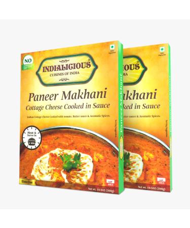 Indialicious Ready to eat PANEER MAKHANI (cottage cheese cooked in sauce) 10.5 Oz 2 Pack (PANEER MAKHANI (cottage cheese cooked in sauce) 2 Pack