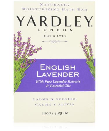 Yardley London English Lavender with Essential Oils Soap Bar 4.25 oz Bar (Pack of 8) Lavender 4.25 Ounce (Pack of 8)
