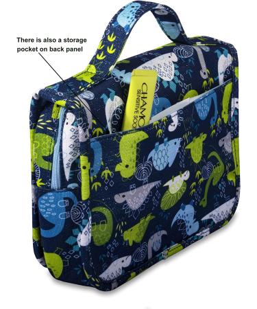 Men's Hanging Travel Toiletry Kit Bag - Waterproof Organizer with Dinosaur Cartoon Design - Blue - Buy Online on GoSupps.com