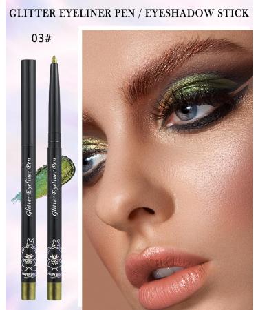 Glitter Colored Eyeliner Gel Pencil Chameleon Metallic Shimmer Gold Green Gel Eyeliner Pen Longlasting Waterproof Eye Liner Eyeshadow Cream Stick High Pigmented delineador de ojos contra el agua-03# - Buy Online on GoSupps.com