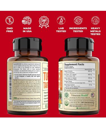 Turmeric Curcumin Tart Cherry Extract Celery Seed BioPerine Dietary Supplement - Joint Comfort & Uric Acid Relief, Antioxidant Properties, Muscle Recovery - 60 Capsules - Buy Online on GoSupps.com