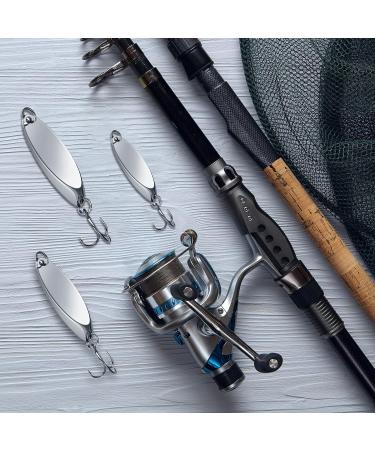Saltwater Treble Hook Fishing Lures Set - Metal Spinner Baits for Salmon Bass - 5 Sizes Casting Spoon Lures - 1/5 oz to 3/4 oz - Silver - Pack of 20 - Buy Online on GoSupps.com