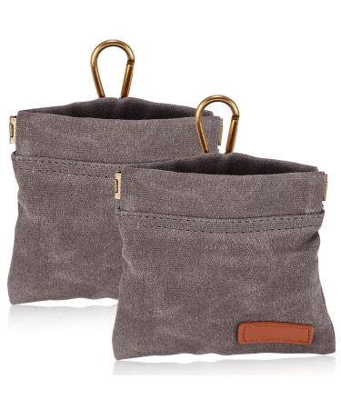 Ouzhou 2 pieces of treats for dogs dogs of treats free -handed feed bag dog training with carabiner treaty bags Small food bag for walking dog training (gray)