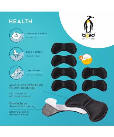 Biped Health Heel Protectors - 4 Pairs Self-Adhesive Cushions for Big Shoes & Heel Pain Relief - Breathable Heel Pillows (Black) - Buy Online on GoSupps.com