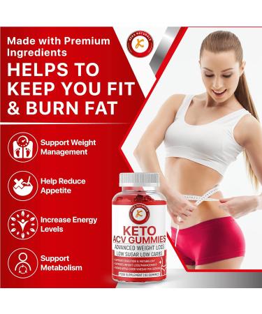 ACV Keto Gummies for Weight Loss - Fat Management with Apple Cider Vinegar - Low Carb & Sugar - Detox Cleanse with Beet Root & B12 - 60 pcs - Buy Online on GoSupps.com