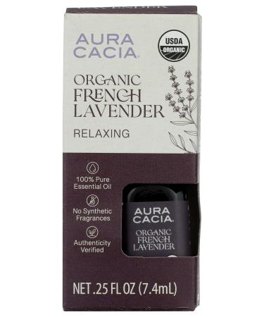 Aura Cacia Organic French Lavender Essential Oil 0.25 Fz