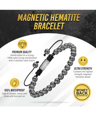 MagnetRX Hematite Bracelet | MAX Strength Magnetic Stones | Beaded Bracelet for Men & Women | Classic 6mm Bead - Buy Online on GoSupps.com