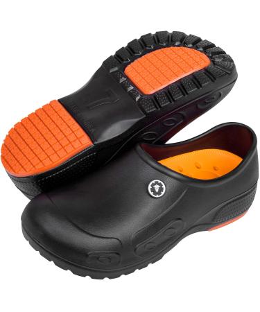YUNGPRIME Men's and Women's Slip-Resistant Work Shoes - Nursing - Chef Shoes 8-8.5 Wide Women/6-6.5 Wide Men Black