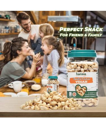 Hansia Organic Keto Kosher Vegan Cashews - 1 lb Pack - Dry Roasted Unsalted Superfood, Gluten-Free, Fresh, Healthy Snacks - High Protein, Fiber, Vitamin, and Iron - Buy Online on GoSupps.com