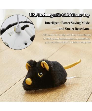 Vealind Interactive Electric Cat Toy - Feather Tail Play Mouse with USB (Black) | Engaging Fun for Cats - Buy Online on GoSupps.com