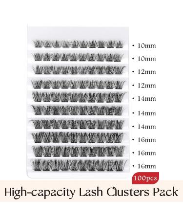 D Curl Wispy Cluster Lashes - 100 Pcs 10-16mm Mixed Length Individual Eyelash Extensions | DIY Lashes at Home - Buy Online on GoSupps.com