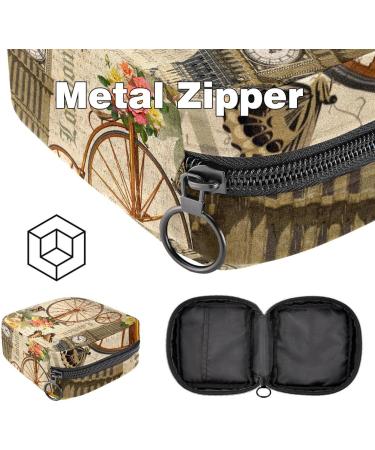 Vintage London Big Ben Bicycle Roses Binding Storage Bag - Portable Period Bag for Women & Teens - Menstrual Cup Pocket & Silent Insert Holder - Buy Online on GoSupps.com