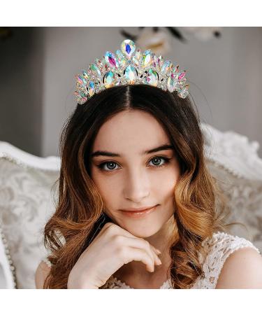 AB Rhinestone Queen Crown Princess Headband by AW BRIDAL Elegant Tiara for Pageants, Proms, Birthdays - Buy Online on GoSupps.com