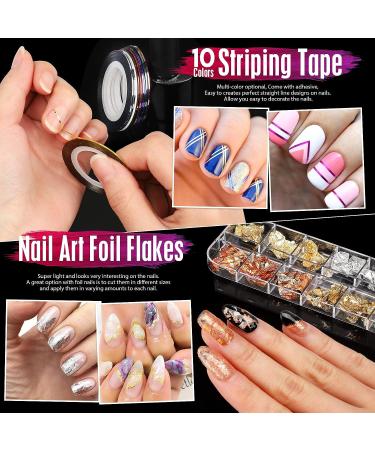Nail Art Brushes, Dotting Tools & Design Kit with Butterfly Brush, Stickers, Foil & Rhinestones - Buy Online on GoSupps.com