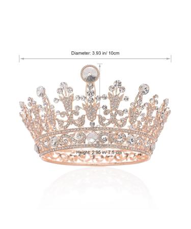 SWEETV Crystal Queen Crown for Women - Full Round Birthday Tiara Cake Topper for Pageant, Prom, and Wedding - Rose Gold - Buy Online on GoSupps.com