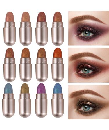 Boobeen 12 Colors Eyeshadow Palette High Pigmented Brighten Eyeshadow Set Blush Highlighting Powder Makeup Set Natural Eye Shadow Kit For Beginners mixed color