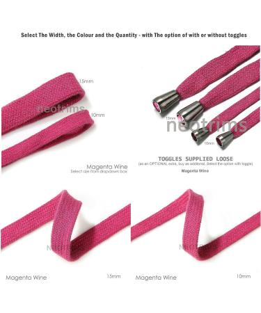 Sweatshirt Hoodie Flat Cotton Tape Ribbon Cord Rope 10 & 15mm - 26 Colors in Various Lengths | Neotrims Flanged Piping and Round Cord Matching - Magenta Wine 1 Meter - Buy Online on GoSupps.com