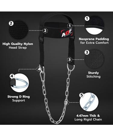 Buy AQF Adjustable Head Harness for Diving & Weightlifting - Padded Neoprene Black | International Shipping - Buy Online on GoSupps.com