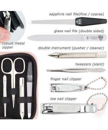 3 Swords Germany - brand quality 8 piece manicure pedicure grooming kit set in light pink fashion leather case in gift box - Made by 3 Swords LIGHT PINK - SYNTHETIC LEATHER - Buy Online on GoSupps.com