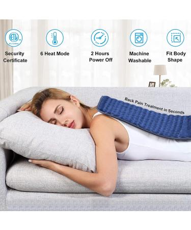 MELCAM Electric Heating Pad 12x24 - 6 Heat Settings, Auto Shut-Off, Moist Heat for Back Pain Relief - Soft Velvet, Machine Washable - Navy Blue - Buy Online on GoSupps.com