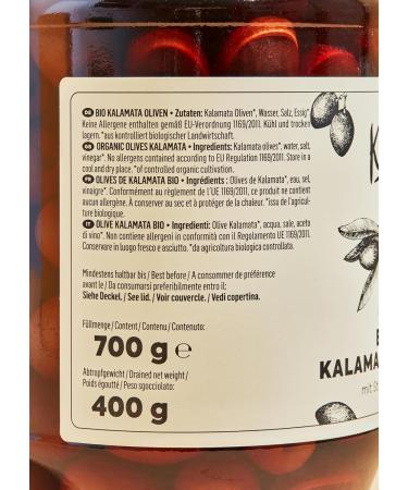 KoRo - Organic Kalamata Olives with pit 6 x 400 g - unique aroma - natural olives in brine - from Greece - Buy Online on GoSupps.com