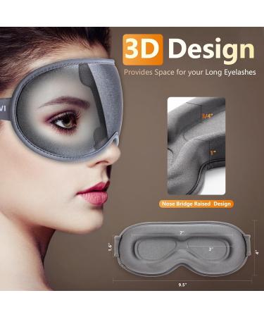 3D Contoured Cup Sleeping Eye Mask Soft Breathable & Comfortable for Travelers & Side Sleepers | Adjustable with Silicone Ear Plugs for Noise Reduction - Buy Online on GoSupps.com