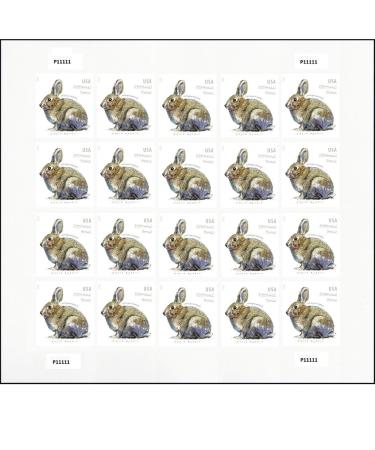 Brush Rabbit Additional Ounce Forever Postage Stamps Sheet of 20 US Postal First Class Wedding Celebration Anniversary Party (20 Stamps) Use Three of These Stamps for one Ounce Letters. Stamp1