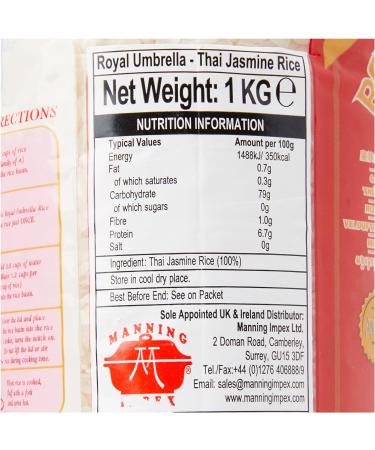 Royal Umbrella Thai Hom Mali Jasmine Rice Whole 1 kg - TRUTHM01 - Buy Online on GoSupps.com